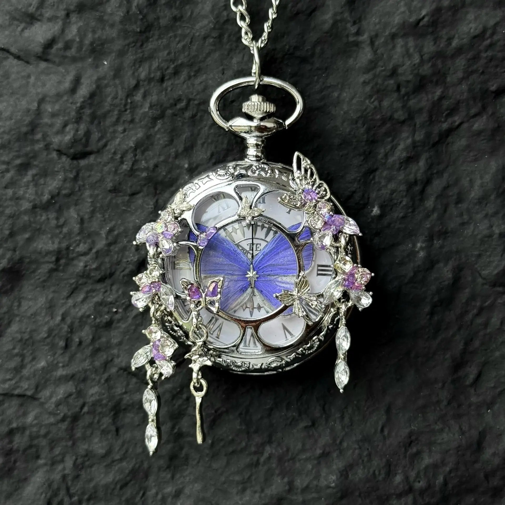 Muse™Violet Dream Butterfly Premium Pocket Watch
